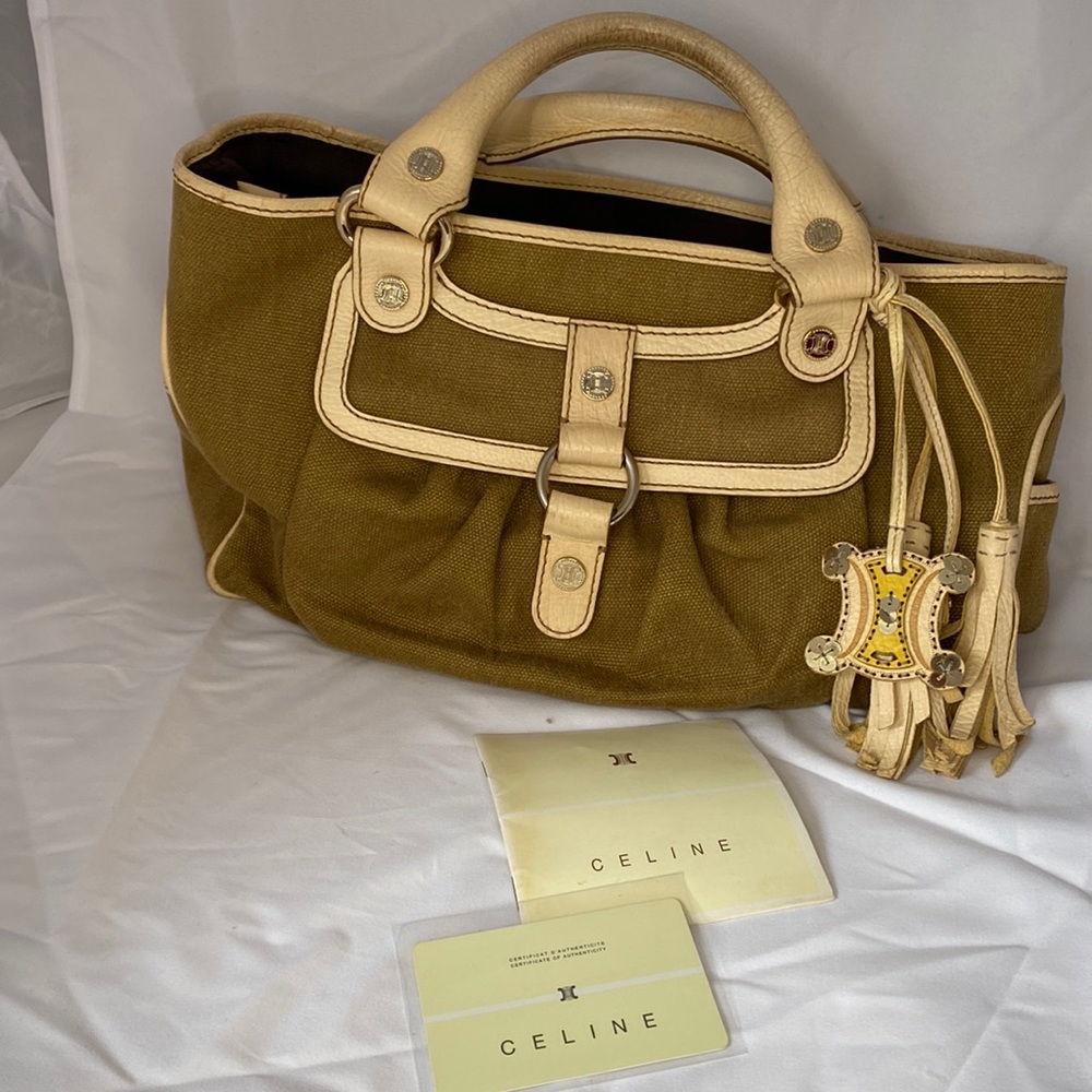 CELINE buggy canvas beige tote bag vintage